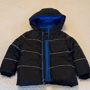Calvin Klein Kids Black Puffer Jacket with Blue Lining